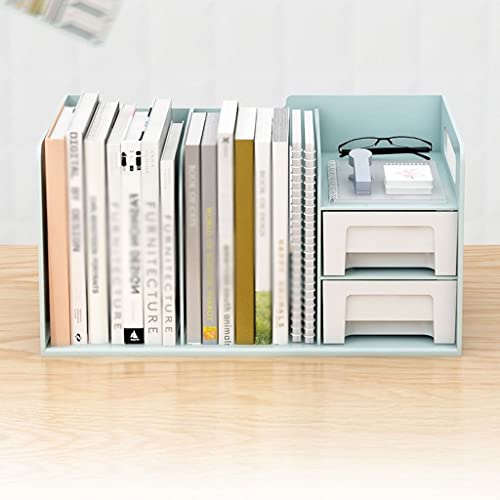 Book Shelf Bookcase Storage Display Bookshelf Desktop Bookshelf Storage Rack With 2 Drawers Office Storage Rack Two Layers Thickened To Accommodate Multiple Books for CDs/Movies/Books/Display Shelves