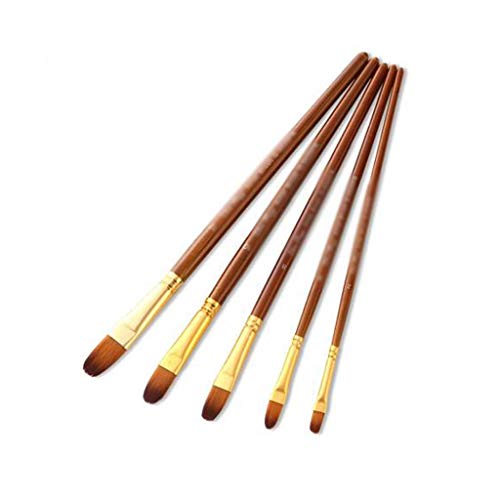 UOHLCX HBJWOV 5 Pcs Pointed Flat Oblique Top Drawing Brush Acrylic Watercolor Oil Painting Pen(02)