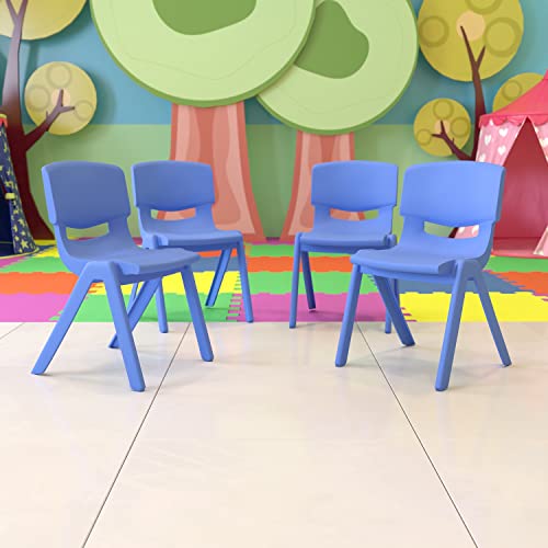 Flash Furniture 15.5 in Plastic Stackable School Chair, Blue, 4-Pack