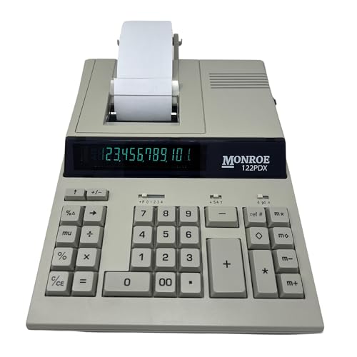 Monroe 122PDX Medium Duty Printing Calculator with Extra Large Plus and Minus Keys