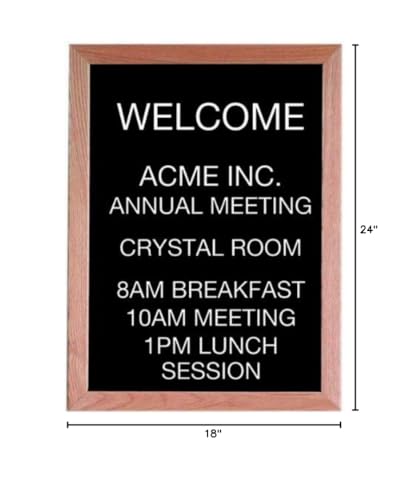 Aarco Products 24"x18" Oak Framed Black Felt Letter Board Open Face Message Center