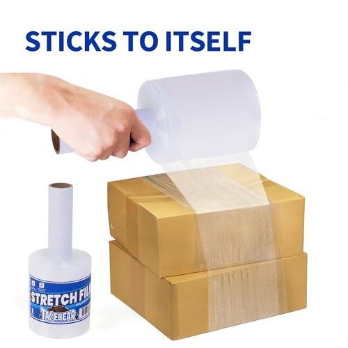TAPEBEAR Stretch Wrap Film 4" x 1000Ft Shrink Wrap Roll with Handle,12Rolls