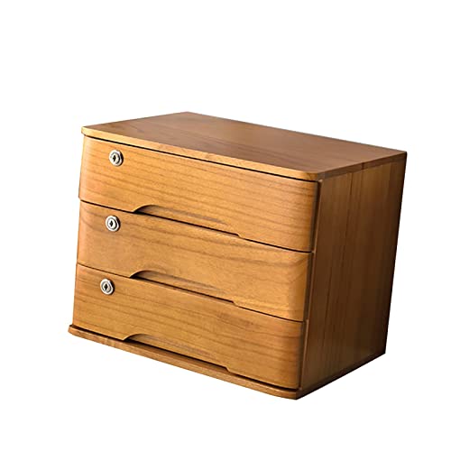 EliteBloom Desktop File Cabinet - Solid Wood Storage Box - Desktop Organizer, Solid Wood Storage Box Small Chest of Drawers Put A4 Paper, Small Chest of Drawers Put A4 Paper,B-3 Drawers