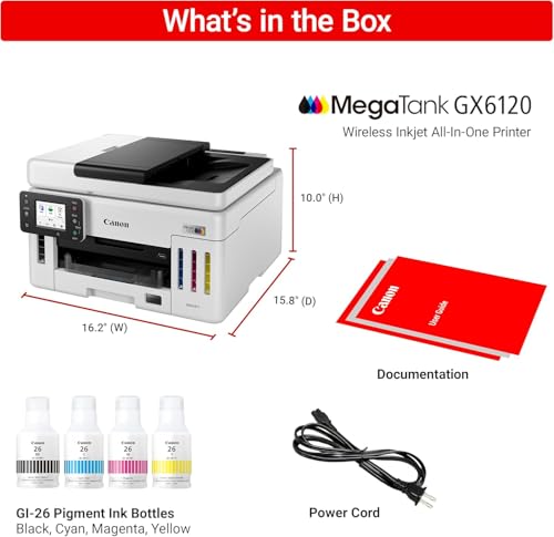 Canon MAXIFY GX6120 MegaTank All-in-One Color Printer (6882C002) Bundle