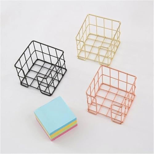 3pcs Iron Mesh Note Holder Box for Desk Organization, Gold/Black/Rose Gold