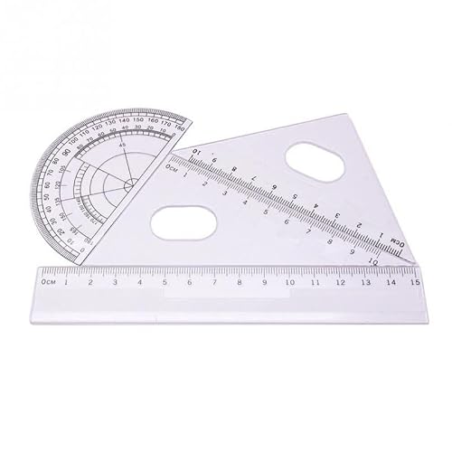 KLJUHGTR 10 Piece Set Plastic + Metal Geometric Protractor Drawing Eraser Compass Mathematics Ruler Suitable for Student Tools