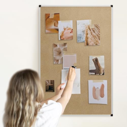 INNOVART Extra Large Cork Bulletin Board 72" X 48" w/Silver Aluminum Frame