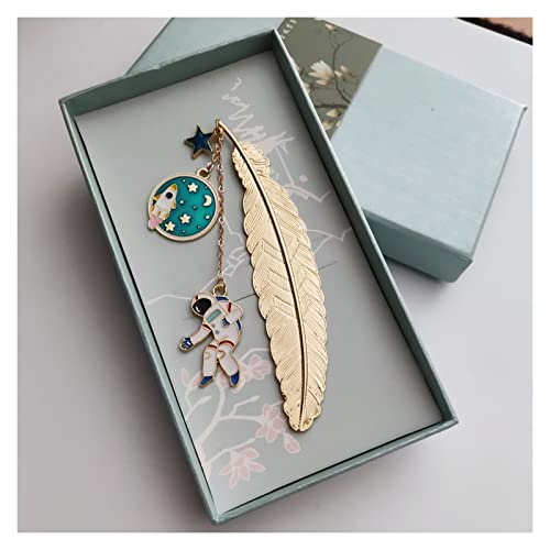 Bookmark Feather Metal Bookmark with Chain for Book Lovers Writers Readers Children Teens Men Women 8 Styles Metal Bookmark (Color : 4) (4)