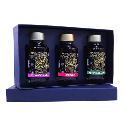 Diamine Ink Set/Collection Bottles 50ml with Sparkly Shimmer/Glitter Ink - Gift for Colleagues, Family & Friends Stationery Lovers! (Pastel Collection)