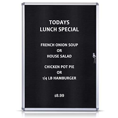 EVERSUPPLY 38x28 in Enclosed Letter Board, Black Felt Display Case