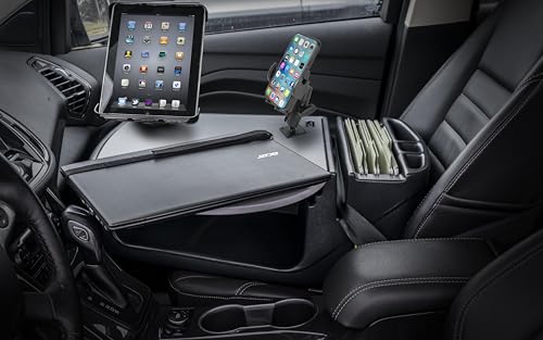 AutoExec Roadmaster Car Desk and Portable Workstation with Phone Mount, Tablet Mount and Phone Vent Clip, Grey