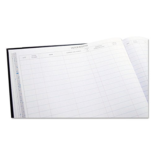 Wilson Jones S491 Detailed Visitor Register Book, Black Cover, 208 Ruled Pages, 9 1/2 x 12 1/4