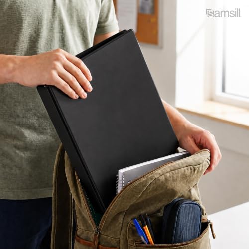 Samsill 1 Inch 3 Ring Binders, Economy Round Ring, Clear View Cover, 200 Sheet Capacity - for School, Home, Office - Black, 12 Pack