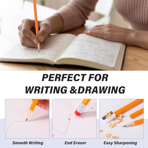 TecUnite 600 Pcs HB #2 Pencils Bulk Unsharpened with Eraser, Orange