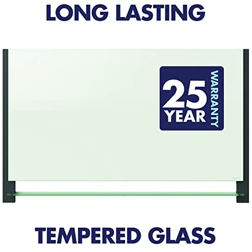 Quartet Glass Whiteboard, Magnetic Dry Erase White Board, 85" x 48", Wide Format with Invisible Mount, Black Aluminum Frame, Evoque (G8548BA)