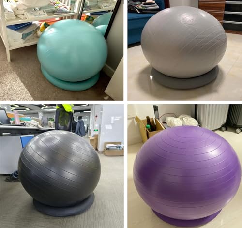Yoga Ball Chair Stability Exercise Ball Chair with Base, Office Yoga Ball Chair for Adults Teenagers Kids, Balance Ball Seat for Workout Fitness Pilates (Size : Diameter 55 cm (21 5/8"))