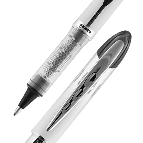 Uni-Ball Vision Elite Rollerball Pens, Bold Point, 0.8mm, Black & Blue Ink, 12 Pack (6 Black, 6 Blue), Fraud & Water Resistant uni Super Ink, Airplane-Safe