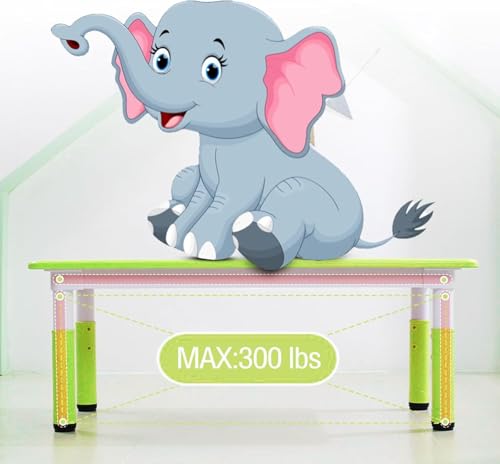 GlowSol Kids Table and 6 Chair Set - Height Adjustable Multifunctional Desk, Ergonomic Chairs, Max 300lbs, Suitable for Ages 2-10, Home, Classroom, Daycares