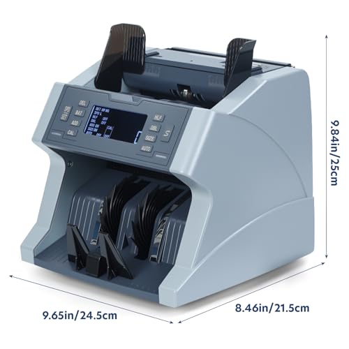 Usofrint Money Counter Machine, High-Speed Cash Counter Machine with UV/MG/IR Detection, 900/1200/1500 Bills/Min Counterfeit Bill Detector, for USD/CAD/MXN/GBP/EUR, LCD Display for Bank/Retail/Office