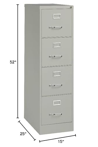 Scranton & Co 25" 4-Drawer Metal Letter Width Vertical Filing Cabinet in Gray, Lockable, Sturdy Steel Construction, Office or Home Use, Durable Letter Size File Storage