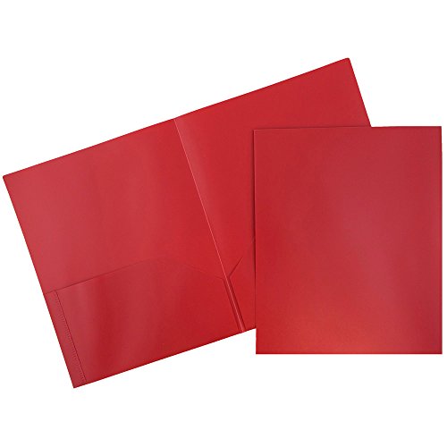 JAM PAPER Plastic 2 Pocket POP Folders - Durable School Folders - Red - Bulk 96/Pack