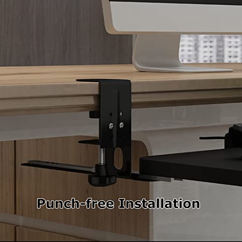 Keyboard Tray Under Desk Keyboard Tray Clamp On - Under Desk Sliding Drawer Platform For Keyboard And Mouse Storage Shelves,Pull-Out Tray 52/65/75X25Cm,Ergonomic,Easy Assembly.Walnut-65*25Cm(26*10Inc