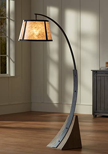Oak River 66 1/2" Tall Gray Blond Mica Arc Floor Lamp Living Room