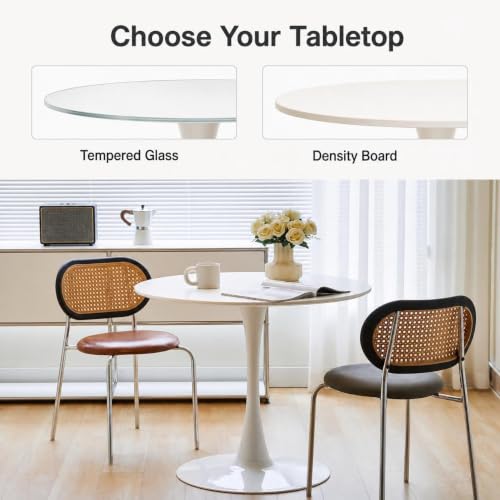 RIXNOMA Round Conference Table with Wood Base, Thick Tabletop and Sturdy Design for Office Conference Rooms, Small Meeting Rooms and Business Meetings