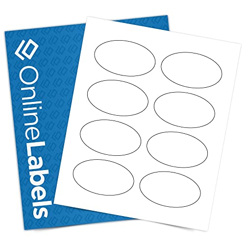 OnlineLabels 3.33" x 2" Oval Labels - White Matte - 1,000 Sheets