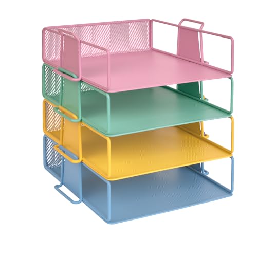 Really Good Stuff Stackable Letter-Size Wire Rack - Bold Vibes - 4 Trays