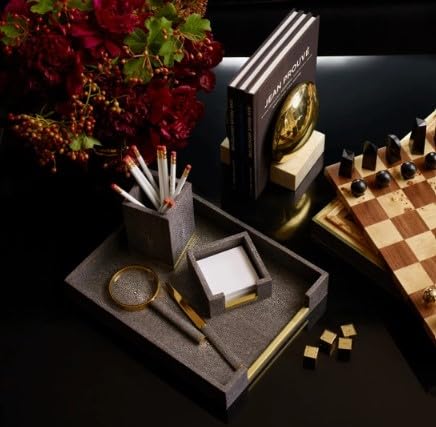 AERIN Chocolate Shagreen Magnifying Glass & Letter Opener Set
