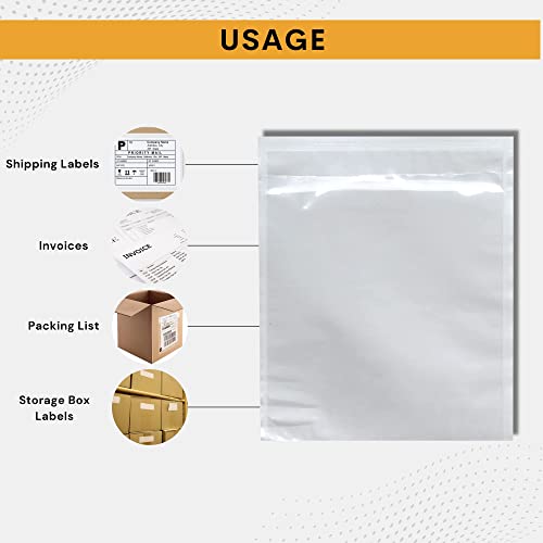 200 Pack 7"x10" Shipping Label Sleeves – Clear Self-Adhesive Packing Slip Pouches, Waterproof Packing List Envelopes – Ideal for Shipping Documents, Mailing Labels, Invoices & Packing Slips