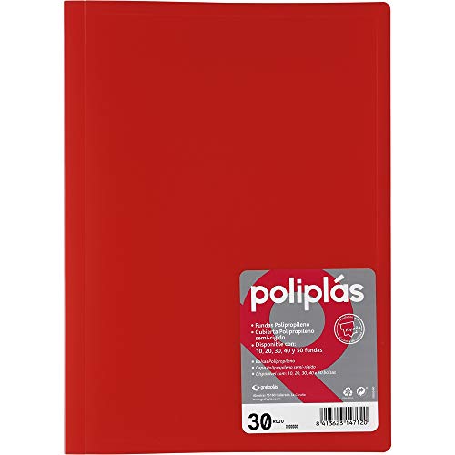 grafoplas – Folder Foolscap, Tapas, PP poliplás Translucent 30 red