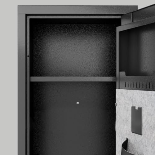 SRECELL 52" Tall Gun Safe, Biometric Rifle Safe with Keypad Lock and Adjustable Gun Rack, Long Gun Storage Cabinet with Built-in Alarm System, Pre-Assembled Firearm Storage for Home