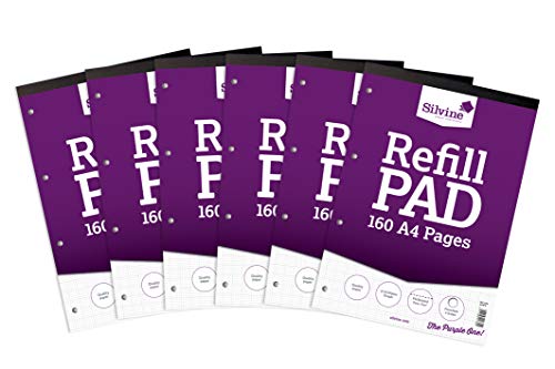 Silvine A4 Refill Pad, 75gsm, 80 sheets, 4 hole punched, Perforated, Multicolour [Pack of 6]