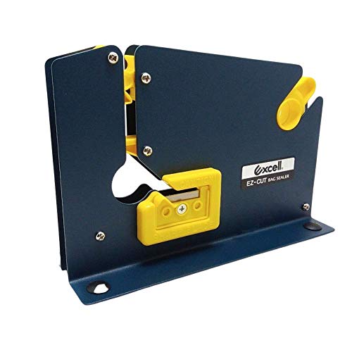 WOD Metal Constructed Poly Bag Neck Sealer Taper Dispenser with Trimmer Blade (Pack of 10) - Ideal for Packaging/Seal Produce, Meat or Sausage Bags: Fits Up to 1/2 inch Wide (Holds 3 inch Core)