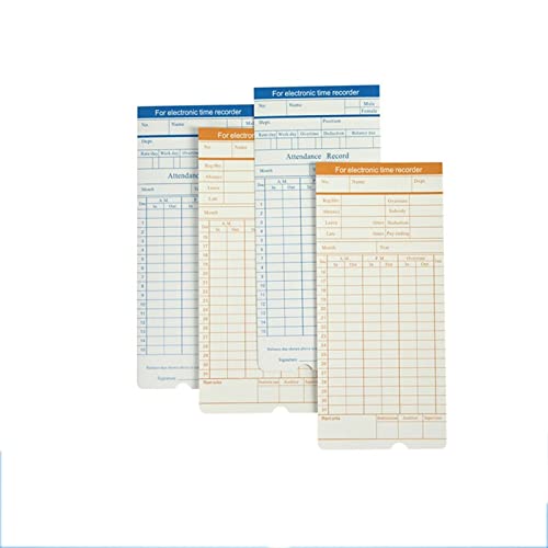 MKJGGII 4Pcs Clock in English Time Attendance Paper Card Commute Record