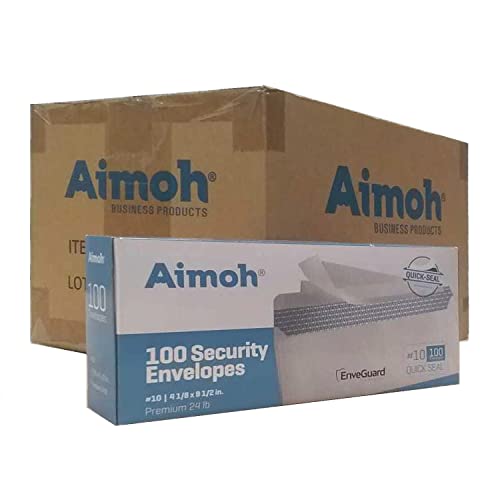 Aimoh #10 Security Mailing Envelopes Letter Size, Self Seal, 2400 Count