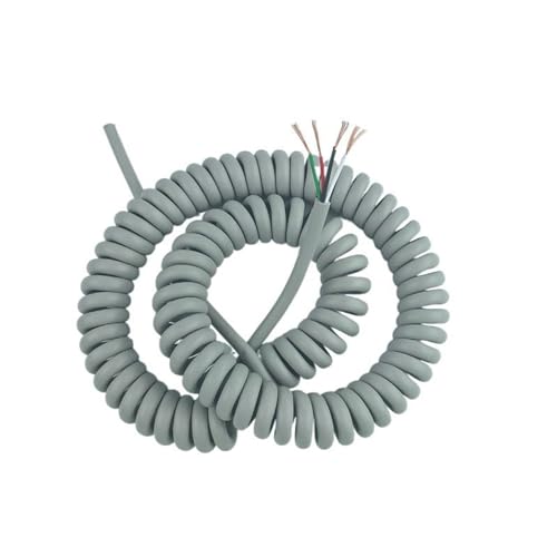Coiled Curly Mains Flex Multicored Cable Spiral 4 Core 22AWG 0.3mm2