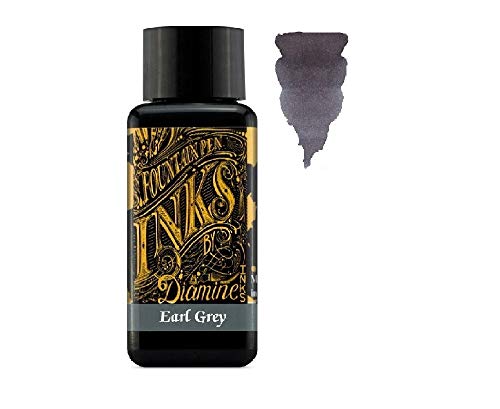 Diamine Fountain Pen Ink 30 ml - Base Colour - 6 x Bottles - Sepia, Green Black, Earl Grey, Ancient Copper, Twilight, Jet Black
