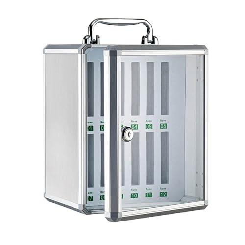 Aluminum Alloy Cell Phone Locker Box, Large Capacity Cell Phone Jail for Classroom Exam ，cell Phone Storage Cabinet Pocket Chart with Handle and Security Lock，employees Phone Safe ，for Office Gyms