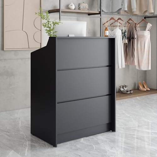 Small Reception Desk with Drawer, 32in Retail Counter, Checkout Stand