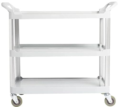 Amazon Basics 3-Tier Rolling Utility Cart with Wheels, Commercial Grade, Storage Cart with 400 lbs Loading Capacity, Portable Mobile Shelving, Gray