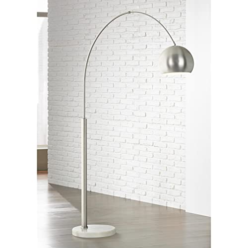 Possini Euro Design Basque 77 1/2" Tall Nickel Finish Modern Arc Floor Lamp