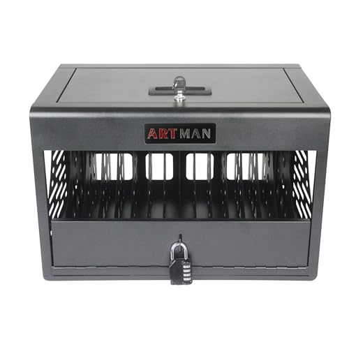 16 Bay Charging Storage Cabinet for Laptop, Chromebook, Locking Charging Station, Fits 14'' Screensize and 1.2'' Thick Tablets, Lock Box with Cable Management, Suitable for School Office, Black