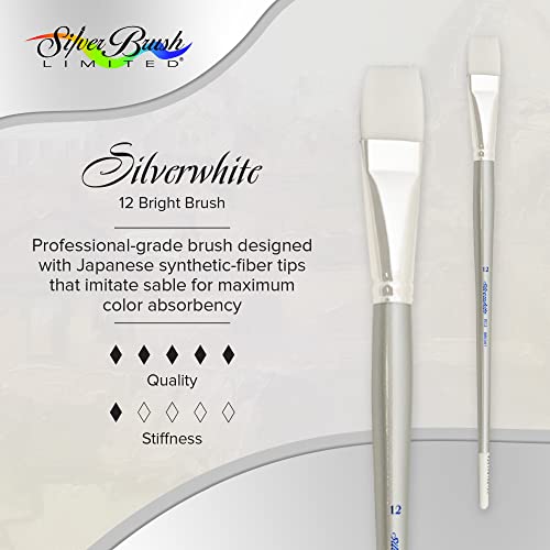 Silver Brush Limited Silverwhite Bright Watercolor Paintbrush, Size 12