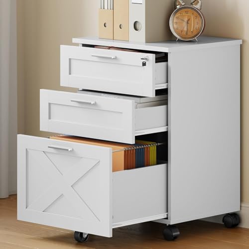Garvee 3-Drawer Mobile File Cabinet with Lock, Under Desk Storage Drawer