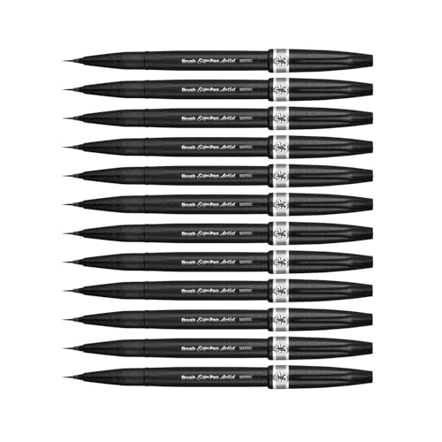 Pentel SESF30 °C NX Extra Fine Brush Tip, Set of 12 Grey