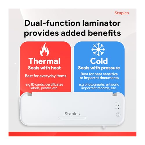 Staples 9-Inch Thermal & Cold Laminator, White/Gray