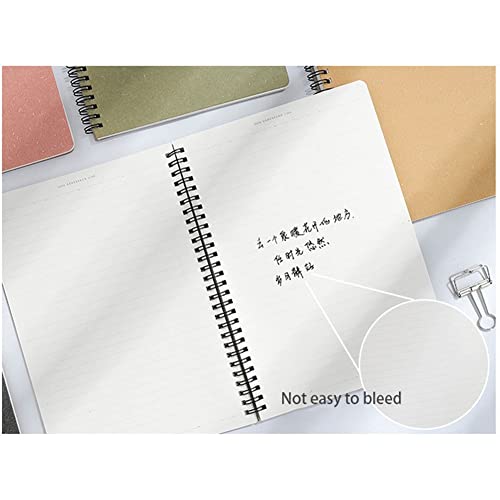 NSUQOA JSEIAJB A5 Hard Cardboard Material Coil Loop Spiral Notebook Horizontal Line Diary Note Pad Student Notepad(Style H)